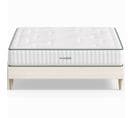 Ensemble Lit Adulte 160x200 En Velours Côtelé Beige Dina + Matelas Latex