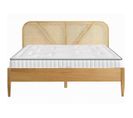 Ensemble Lit Adulte 140x190 En Bois Et Cannage Leonie + Matelas Latex Naturel