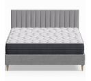 Ensemble Lit Adulte 140x190 En Velours Gris Clair Eliot + Matelas Mousse Accueil Mémoire De Forme