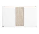 Buffet 3 Portes Blanc Et Effet Bois 130 Cm - Josie