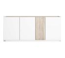 Buffet 4 Portes Blanc Et Effet Bois 180 Cm - Josie