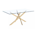 Table Repas Jessica Gold Transparent 150x90 cm 4 à 6 couverts
