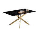 Table Repas Jessica Xxl Gold Verre Effet Marbré Noir 180x90cm