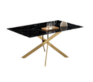 Table Repas Jessica Gold Verre Effet Marbré Noir 150x90cm