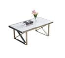 Table Basse Levanto Chrome Vere Effet Marbré Blanc 120x60x45cm