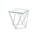 Bout de canapé ALINA chrome verre transparent 50x50 h55 cm