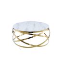 Table Basse Evol Gold Plateau En Verre Effet Marbre Blanc D 80cm