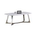 Table Basse Gossip Inox Plateau En Granite Marbré Blanc 120x70 Cm