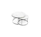 Lot De 2 Tables Basses Gigogne Arto Inox Verre Effet Marbre Blanc