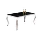 Table à manger BAROQUE Chrome verre Marbre noir 6 à 8 couverts 180 x 90 cm