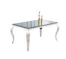 Table Repas BAROQUE pieds Chrome verre Miroir 4 à 6 couverts 150 x 90 cm