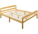 Lit 2 Places 140x190 cm en bois naturel avec sommier inclus - DAVID