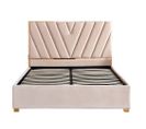 Lit Adulte 140x190 Cm Vera En Velours  Beige Avec Sommier Intégré