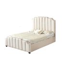 Lit Adulte 160x200 Cm Pepper Velours Beige Cloûté Sommier Inclus