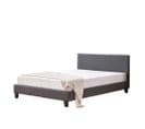 Lit Adulte 2 Places 140x190 Cm Melbourne Simili cuir Gris Sommier Inclus