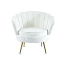 Fauteuil Nymphea Velours Ecru Et Pieds Gold