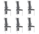 Lot De 6 Chaises Dana Simili Gris Contour Chromé