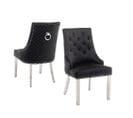 Lot De 2 Chaises Anneau Matellassée Et Cloûtée Chrome Velours Noir