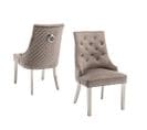 Lot De 2 Chaises Anneau Matellassée Et Cloûtée Chrome Velours Moka