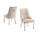 Lot De 2 Chaises Anneau Matellassée Et Cloûtée Chrome Velours Beige