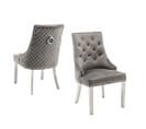 Lot De 2 Chaises Anneau Matellassée Et Cloûtée Chrome Velours Anthracite