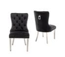 Lot De 2 Chaises Poignee Cloûté En Velours Noir Pied Chromé