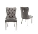 Lot De 2 Chaises Poignee Cloûté En Velours Anthracite Pied Chromé