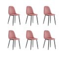 Lot De 6 Chaises Alveoles Nid D'abeille En Velours Rose Pieds En Métal Noir