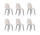 Lot De 6 Chaises Alveoles Nid D'abeille En Velours Beige Pieds En Métal Noir