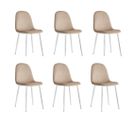 Lot De 6 Chaises En Velours Taupe Pieds Chromés - Scandinave