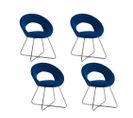 Lot De 4 Chaises Bubble Chrome Velours Bleu