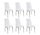 Lot De 6 Chaises Emma Simili Cuir Blanc