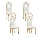 Lot De 4 Chaises Baroque Royal Gold Simili Blanc