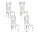 Lot De 4 Chaises Baroque Royal Chrome Simili Blanc