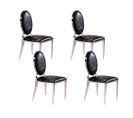 Lot De 4 Chaises Medaillon En Simili Cuir Croco Noir