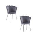 Lot De 2 Chaises Nymphea Chrome Assise Velours Gris Souris