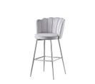 Lot De 2 Tabourets De Bar Nymphea Chrome Velours Gris