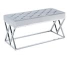 Banquette Triangle Capitonnée Chrome Velours Gris 97x44x46 Cm