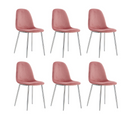 Lot De 6 Chaises Scandinave Alveole Chrome Velours Rose