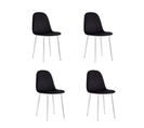 Lot De 4 Chaises En Velours Noir Pieds Chromés - Scandinave