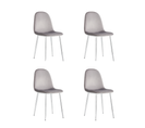 Lot De 4 Chaises En Velours Gris Pieds Chromés - Scandinave