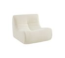 Fauteuil Chauffeuse En Bouclette Texturée Blanc Style Contemporain 1 Place