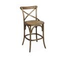 Tabouret De Bar Bistrot Vintage En Bois Marron Vieilli Avec Repose-pieds