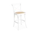 Tabouret De Bar Bistrot Vintage En Bois Blanc Avec Repose-pieds