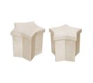 Lot De 2 Tabourets-coffre Pliables Pour Enfant Avec Assise En Velours Beige Et En Forme D'étoile