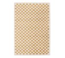 Tapis Intérieur Shaggy Poils Longs 160x230cm Damier Jaune Moutarde Et Crème