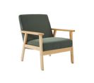 Fauteuil Vintage / Scandinave Structure En Bois Et Contreplaqué Et Assise En Velours Côtelé Vert