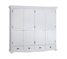 Armoire Penderie Blanche 4 Portes 4 Tiroirs 4 Etagères L 212 H 195 P 54 Cm