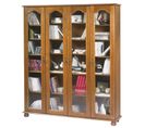 Vitrine Bibliothèque Chêne 4 Portes Vitrées 18 Niches L 158.8 H 182.2 P 33 Cm