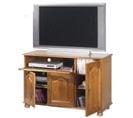 Meuble TV 55 Pouces Chêne 3 Portes 1 Abattant 6 Niches L120.6 H 77 P 46.5 Cm